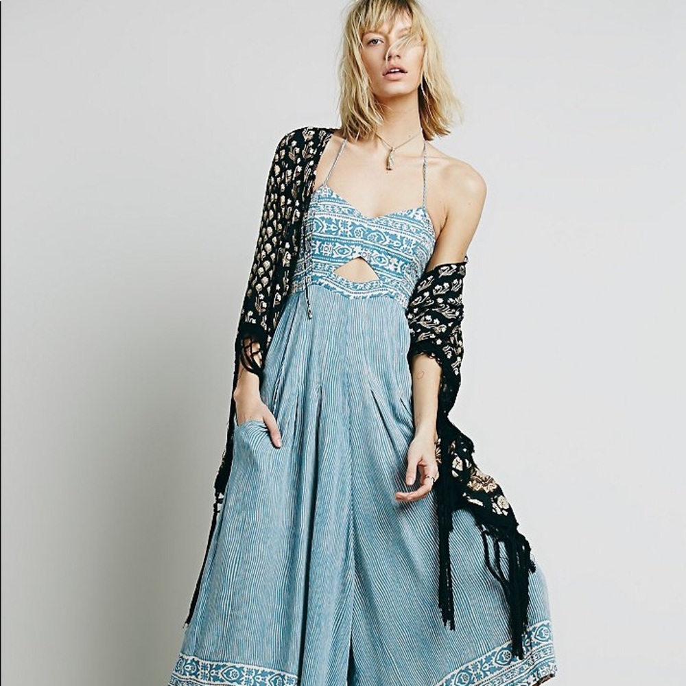 RARE color-Free People Bali Sanur wide-leg romper